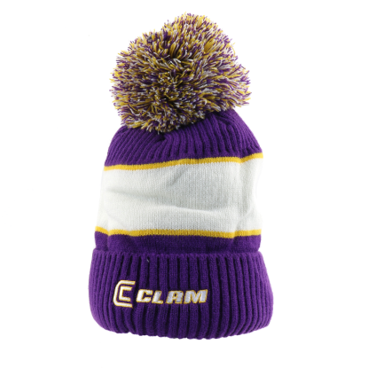 Purple/Gold Clam Pom Hat